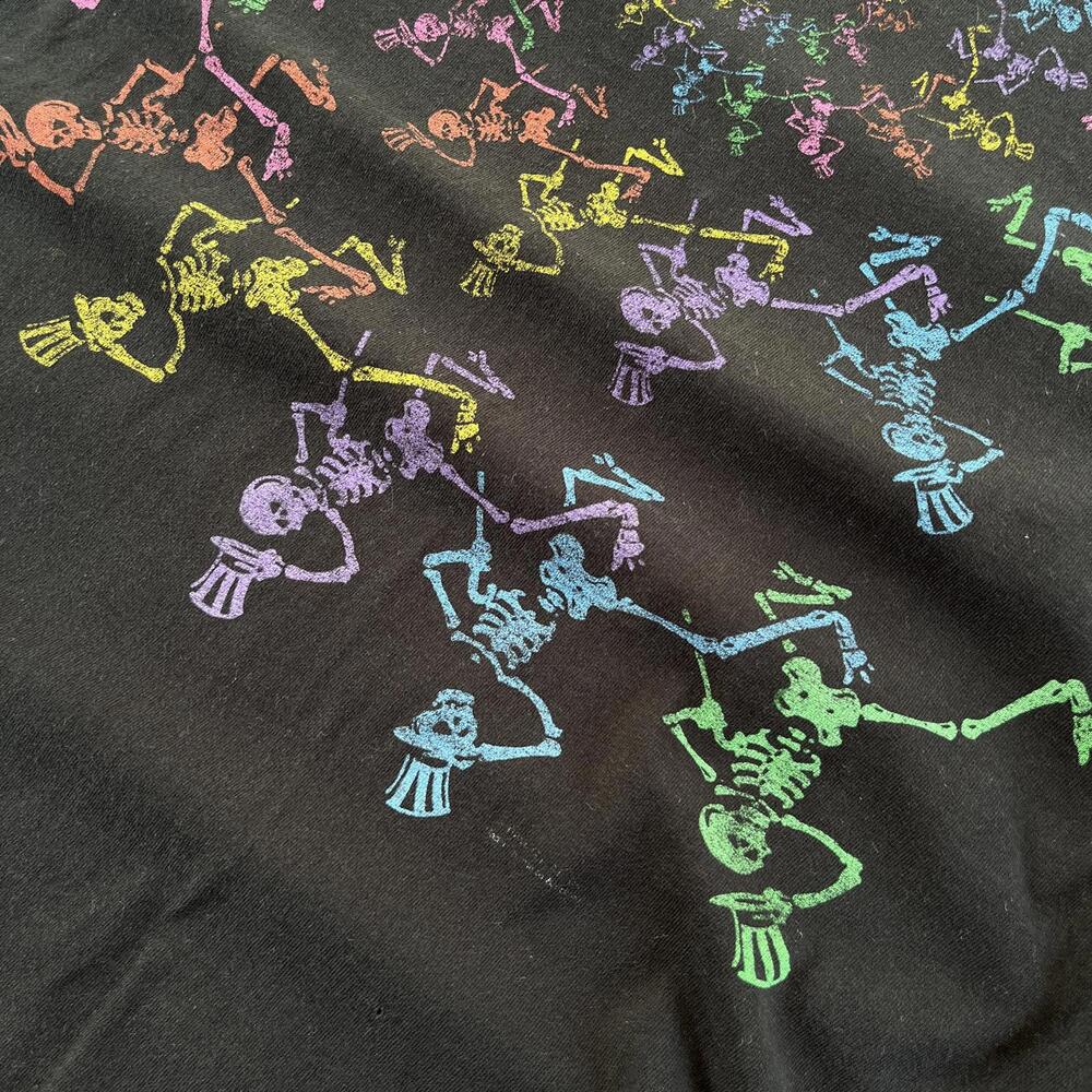 (XL) Vintage 90s (1990) Grateful Dead Dancing Skeletons Spiral T-Shirt Rainbow - Picture 3 of 7